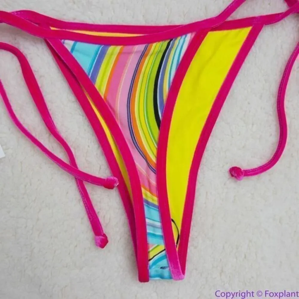 NEW Frankie’s Bikini’s rainbow swirl hazel bikini‎ bottom, L